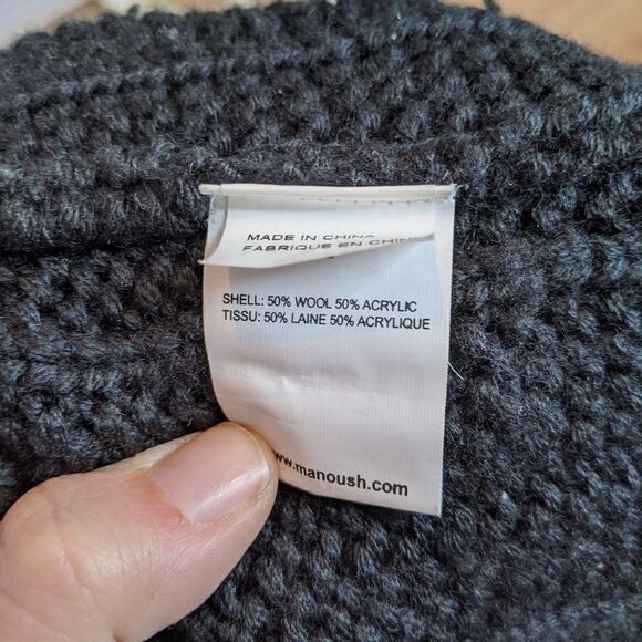 MANOUSH Anthropologie Black Wool Blend Soft Knit sequin Flower Sweater cardigan - Picture 5 of 12